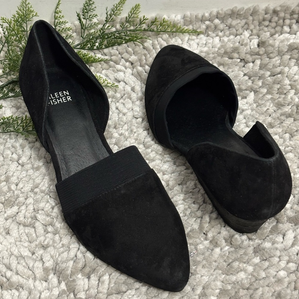 Eileen Fisher Black Suede Heels